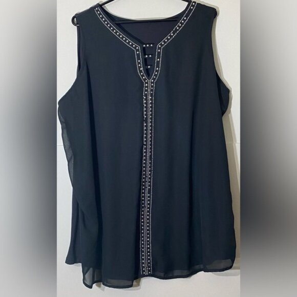 New 2 Dye 4 Vibrant Orange &  White Sleeveless Top Size 3x - Picture 1 of 3